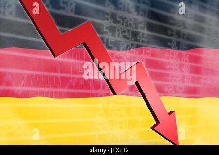 Immagine composita della freccia rossa rivolta verso il basso Foto Stock