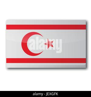 Bandiera, Turchia, pulsante, Cipro, luna, europa, bandiera, Turchia, border, pulsante, SCHEDA, Illustrazione Vettoriale