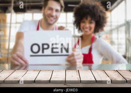 Immagine composita della scrivania in legno Foto Stock