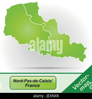 Mappa di Nord-Pas-de-Calais con bordi in verde Illustrazione Vettoriale