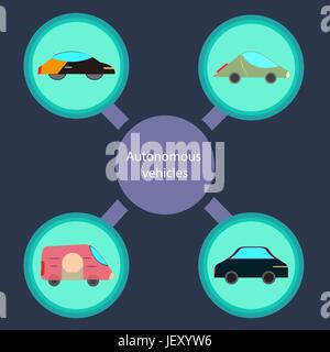 Veicoli autonomi con in un cerchio Illustrazione Vettoriale