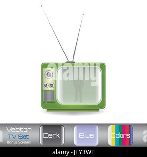 Vintage, antenna TV, televisore, televisori, retrò, icona, vettore, vecchio, Illustrazione Vettoriale