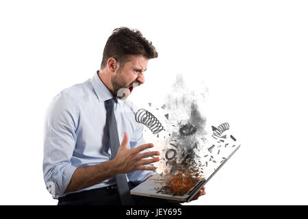 Stress e frustrazione causata da un computer Foto Stock