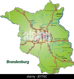 Mappa dell'isola di Brandeburgo la rete di trasporto in bunt Illustrazione Vettoriale