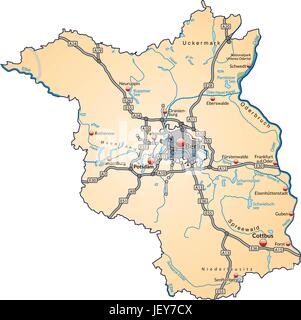 Mappa dell'isola di Brandeburgo la rete di trasporto in pastelorange Illustrazione Vettoriale