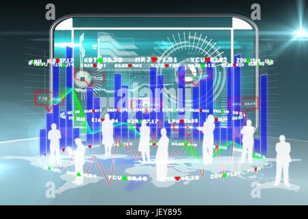 Immagine composita di dati su un touchscreen Foto Stock