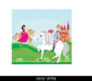 Donna, torre, bella beauteously, Nizza, lady, femmina, famoso, cavallo, Illustrazione Vettoriale