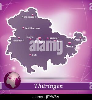 Mappa dell'isola di thueringen sfondo astratto in viola Illustrazione Vettoriale