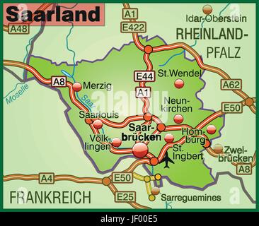 Traffico, trasporto, AUTOSTRADA, AUTOSTRADA, scheda, Saarland, stato thruways, Illustrazione Vettoriale