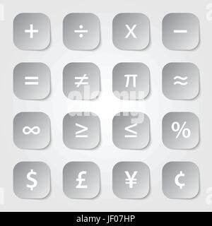 Calcolatrice finanziaria, simboli, Matematica, matematica, vettore, internet, www, Illustrazione Vettoriale