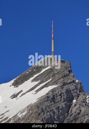 Il vecchio hotel sulla sommità del Monte Santis Foto Stock