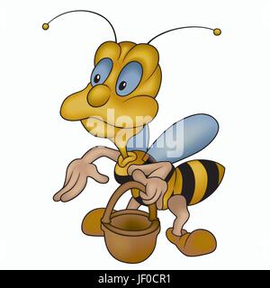 Wasp, honeybee, hornet, cartoon, vettore di insetto, bee, isolato, fumetti, insetto Illustrazione Vettoriale