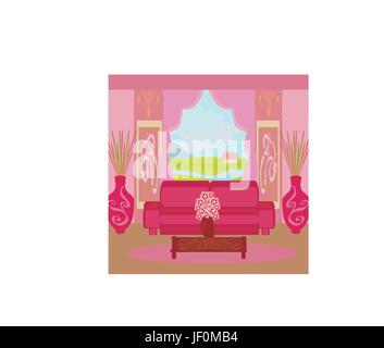 Interno alla moda di soggiorno - vettore Illustrazione Vettoriale