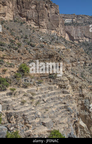 Villaggio abbandonato di Wadi Ghul Foto Stock