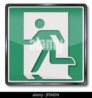 Segnale di uscita con Salvataggio e uscita di emergenza Illustrazione Vettoriale