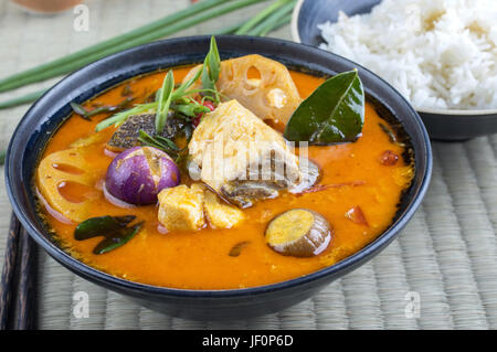 Thai zuppa di pesce nel recipiente Foto Stock