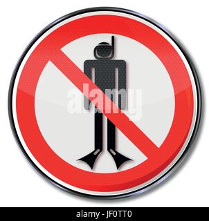 Segnale di divieto con divieto di immersioni Illustrazione Vettoriale