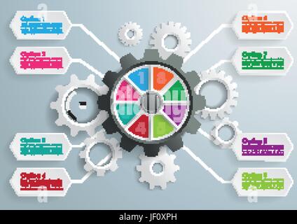 Presentazione, oggetto, spazio, ruota, moderno e modernità, industria, ruote, nero, Illustrazione Vettoriale