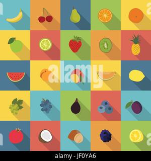 Cibo, aliment, salute, moderno e modernità, frutta, quadrato, fragola, ciliegia, Illustrazione Vettoriale