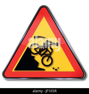 Segno attenzione crash sul pendio su una mountain bike Illustrazione Vettoriale