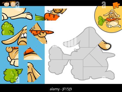 Istruzione, coniglio, illustrazione, carota, bunny, coniglietti, jigsaw, puzzle jigsaw Illustrazione Vettoriale