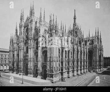 Foto storiche del Duomo di Milano e il Duomo di Milano, Italia, Digitale riproduzione migliorata da un originale stampa dal 1890 Foto Stock