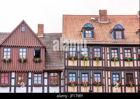 Semi-case con travi di legno a Wernigerode, Germania Foto Stock