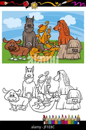 Animali, animali domestici, cani, illustrazione, cane, Mongrel, cartoon, cuccioli, caratteri Illustrazione Vettoriale