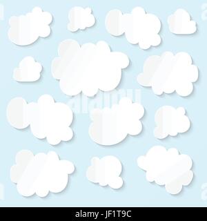 Blu, illustrazione, nuvole, soffici, cartoon, il vettore, il firmamento cielo, bianco, Illustrazione Vettoriale