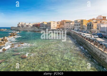 Vista panoramica dell'antica isola di Ortigia Foto Stock