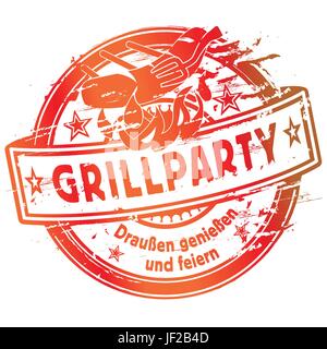 Timbro grill party Illustrazione Vettoriale