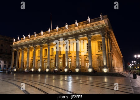 Il Grand Theatre in Place de la Comedie a Bordeaux Foto Stock