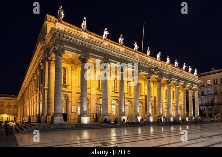 Il Grand Theatre in Place de la Comedie a Bordeaux Foto Stock