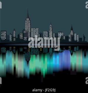 New York City di notte Illustrazione Vettoriale