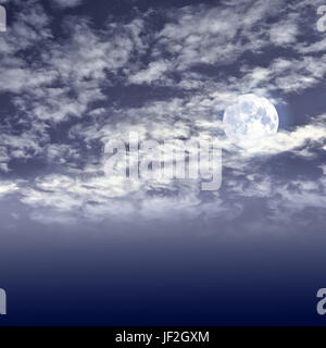 Luna piena notte cielo nuvoloso Foto Stock