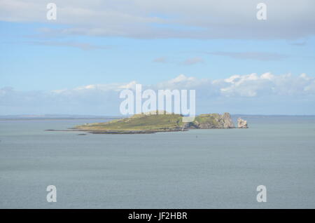 Isola dell' Irlanda's Eye vista da Ben di Howth, Irlanda Foto Stock