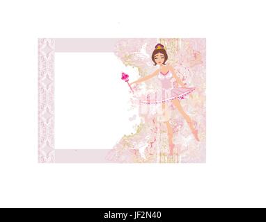 Bellissima ballerina - abstract scheda con cornice di fiori Illustrazione Vettoriale