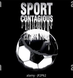 Il gocciolamento scritto su un pallone da calcio, sfondo nero Illustrazione Vettoriale