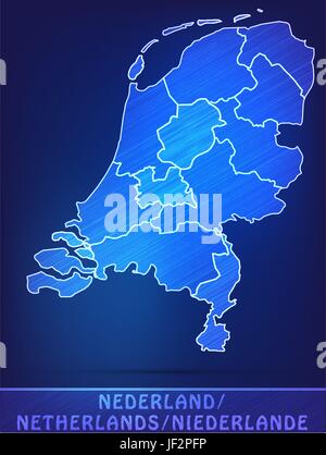 Mappa di paesi bassi Illustrazione Vettoriale