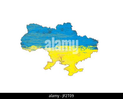 L'ucraina grunge mappa con il flag all'interno. Illustrazione Vettoriale