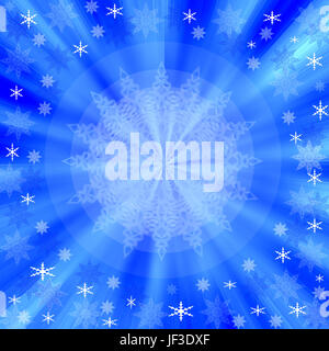 Blu telaio di Natale con i fiocchi di neve Foto Stock
