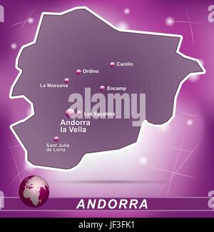 Mappa di andorra Illustrazione Vettoriale