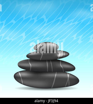 Immagine che mostra la natura dello sfondo con la piramide zen spa stones - Foto Stock