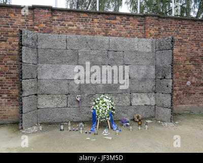 Morte a parete Auschwitz Foto Stock