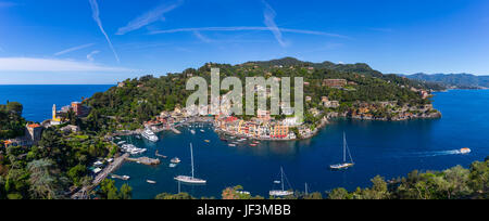 Panorama di resort di lusso a Portofino in Liguria Foto Stock