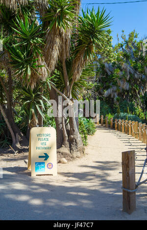 La strada che conduce al Crystal Cove storico quartiere parte del Crystal Cove stato Parco California USA Foto Stock