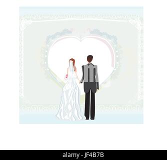 Invito a nozze con una scheda coppie in viaggio di nozze Illustrazione Vettoriale
