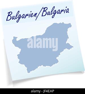 La Bulgaria come una nota adesiva Illustrazione Vettoriale