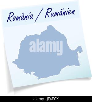 Blu, nota, memo, slip, europa, illustrazione, scheda, messaggio, repubblica, ROMANIA, Illustrazione Vettoriale