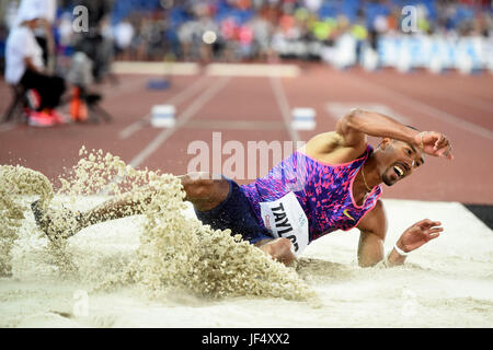 Ostrava, Repubblica Ceca. Il 28 giugno, 2017. American triple ponticello Taylor cristiana compete durante il Golden Spike di Ostrava meeting di atletica a Ostrava, Repubblica Ceca, il 28 giugno 2017. Credito: Jaroslav Ozana/CTK foto/Alamy Live News Foto Stock